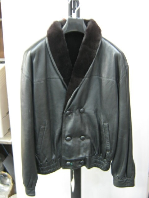 ラム レザー ウィーゼル ファー ジャケット ブラック【送料無料/ メンズ】 ギフト プレゼント