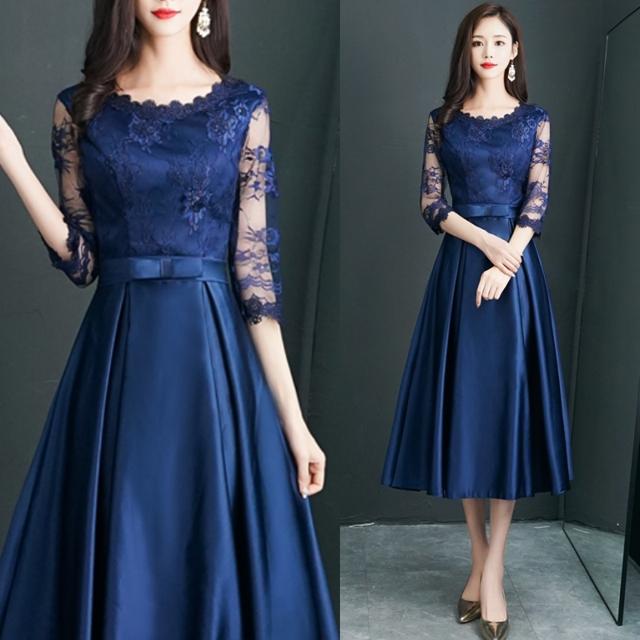 パーティードレス 大きいサイズ 膝丈 ミモレ丈 袖あり フォーマル ドレス ワンピース 演奏会 発表会 結婚式 お呼ばれ ドレス きれいめ おしゃれ 上品 xs xl 2xl 3xl 花柄 レース リ