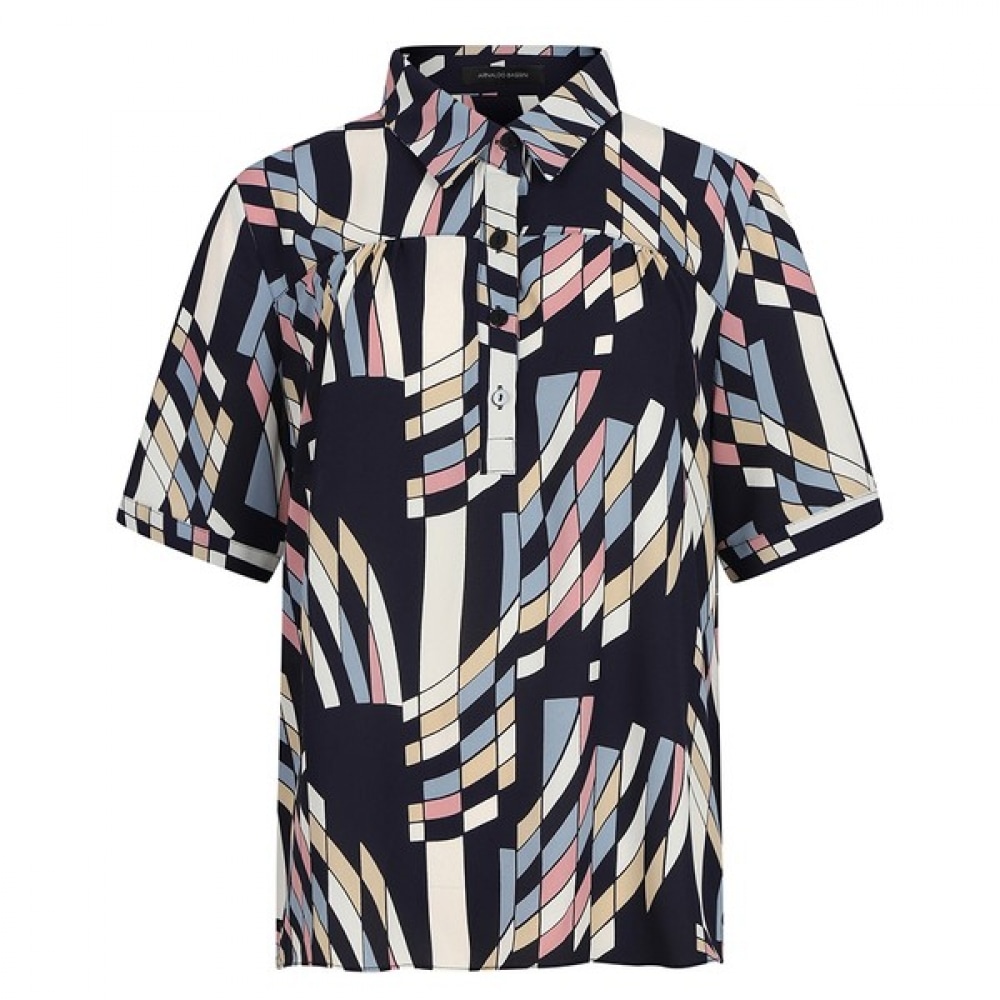 [アナルドバシーニ] (アナルドバシーニ) 柄シフォンカラー半袖ブラウス (AX07BL25M)