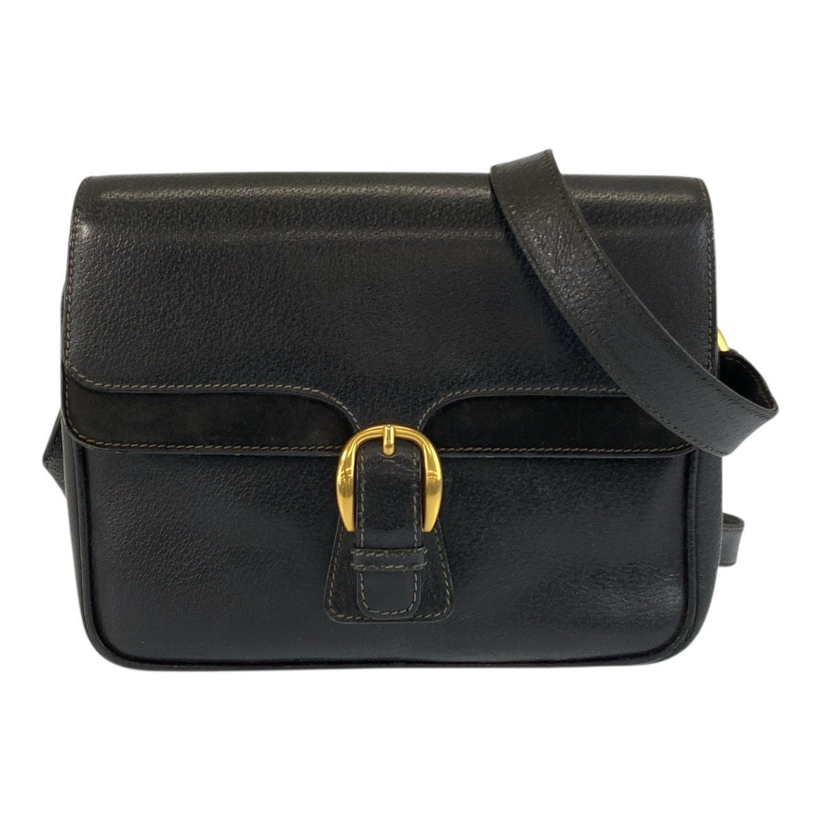 ブラック 黒 ゴールド金具 レザー/スウェード 001 406 1146 ショルダーバッグ ポシェット レディース 600297