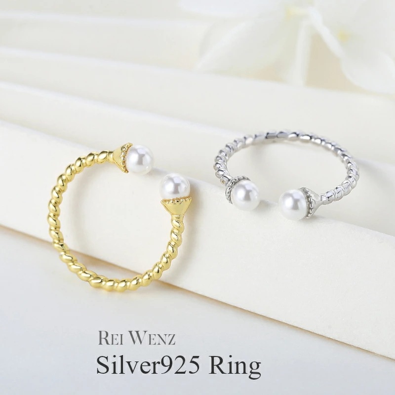 【高品質Silver925】指輪 レディース 太い 幅広 幅太 Silver925 パール ママスーツ フォークリング ゴールド シルバー インスタ ブローガー ゴツイ シンプル おしゃれ プレゼ