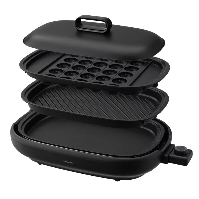 ホットプレート 3種プレート付 平面／焼肉／たこ焼きプレート NF-HM310-K ブラック