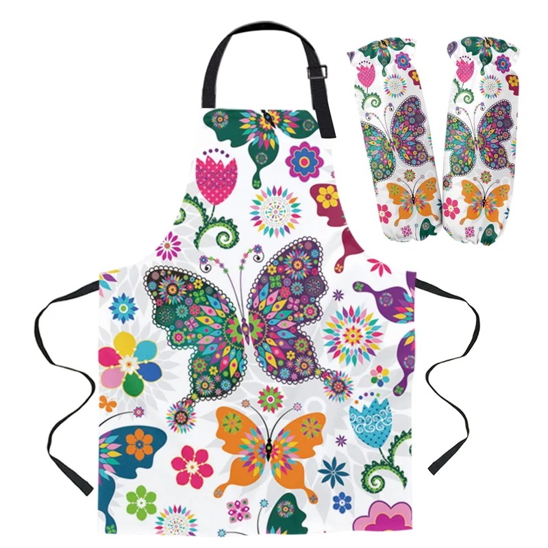 納期1~3週間程：蝶の花花柄エプロンキッチンベーキングアクセサリーキッチンよだれかけエプロンの調理エプロンのためのキット