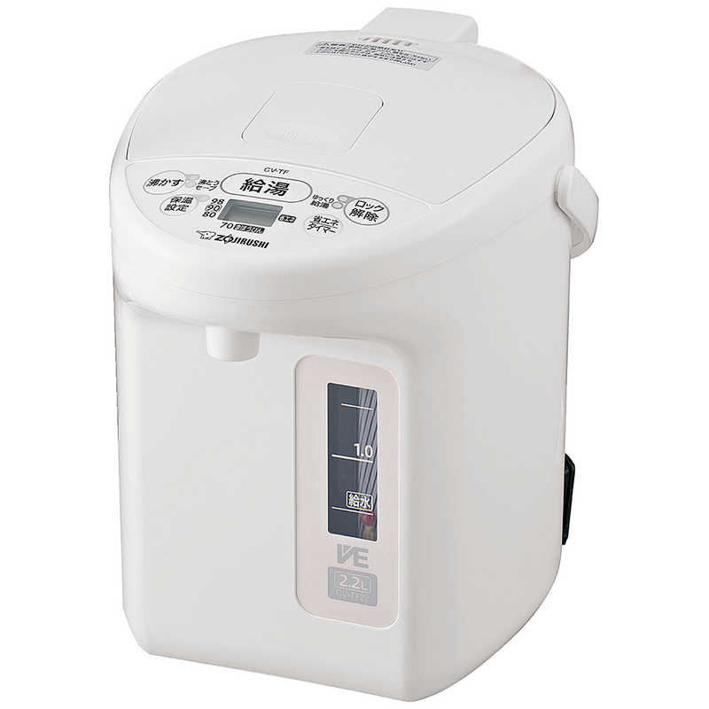 象印マホービン　ZOJIRUSHI　電気ポット マイコン沸とう VE電気まほうびん 優湯生 2.2L ホワイト　CV-TF22-WA