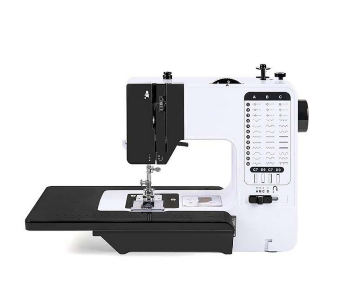 kiwet 電子ミシン多機能工業用ミシン 拡張テーブルとナイトライト付き38ステッチポータブル あらゆる縫製ニーズに対応する頑丈な (ホワイト)