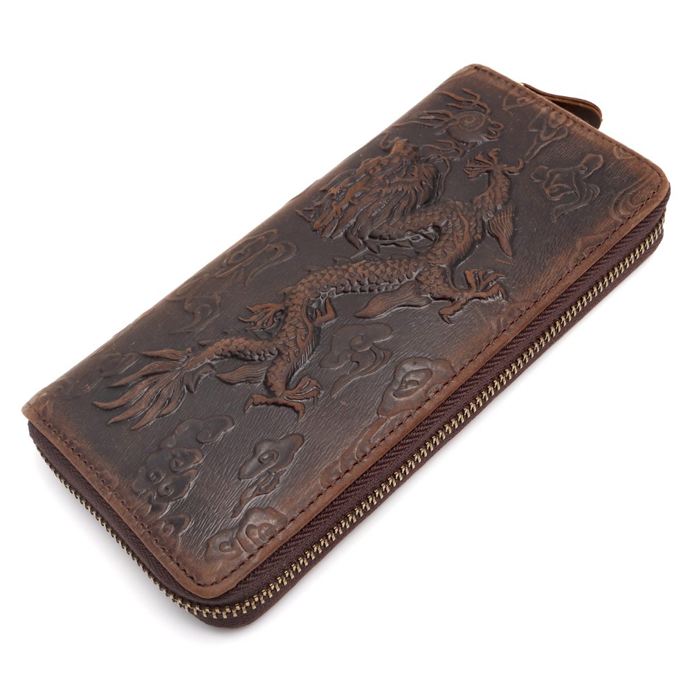 コードバン 龍の浮き彫り本革サイフ [l035]
