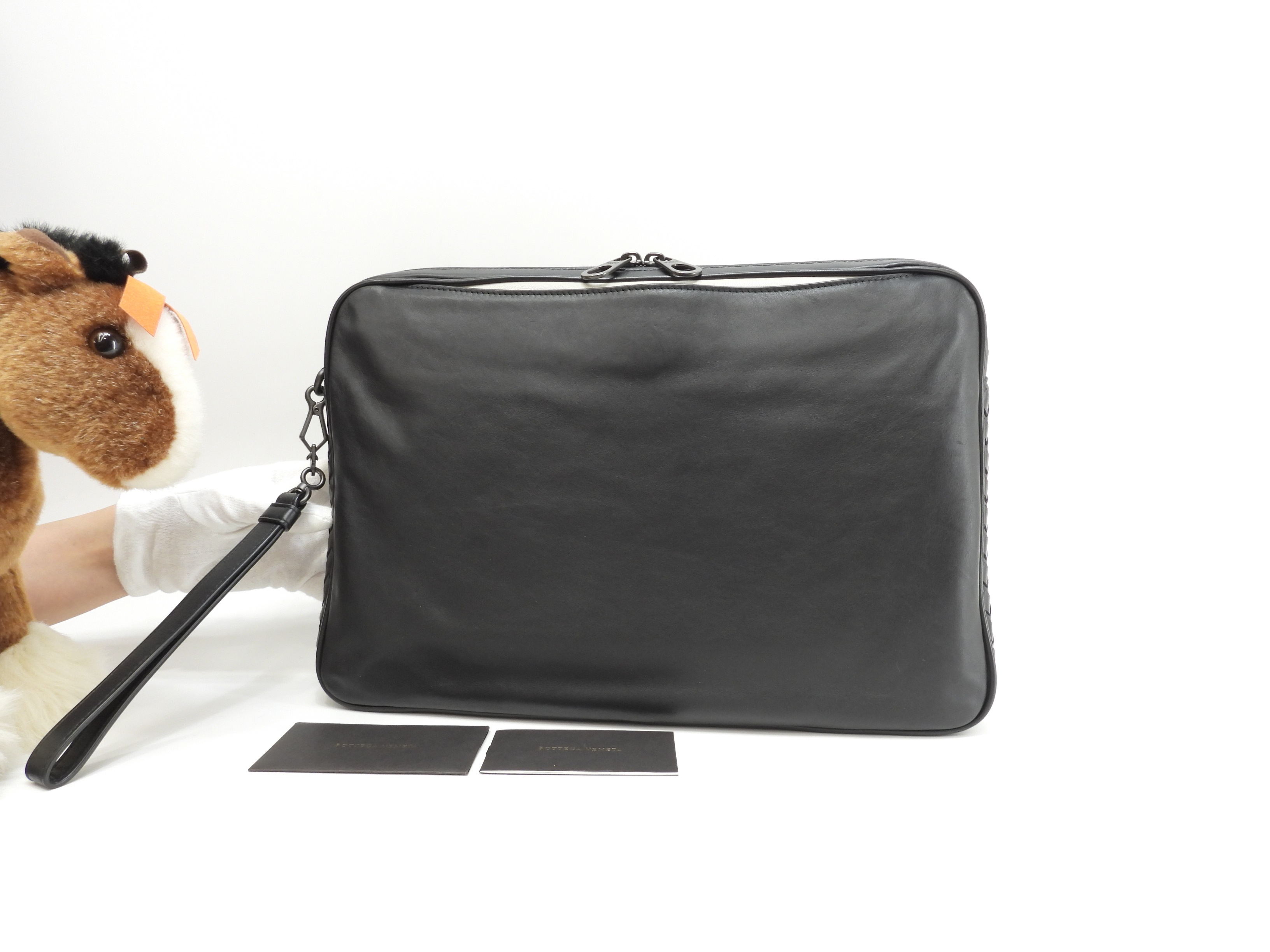 クラッチバッグ イントレチャート レザー黒 セカンドバッグ 美品@B07533577R