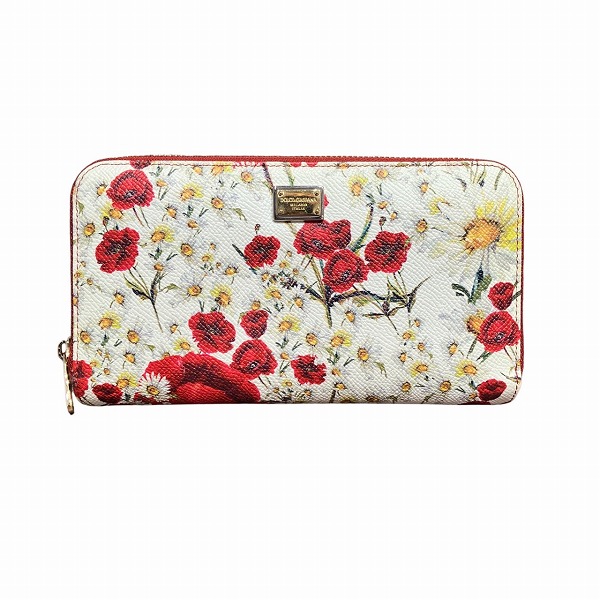 ドルチェ＆ガッバーナ ラウンドファスナー 花柄 長財布 レディース 【中古】