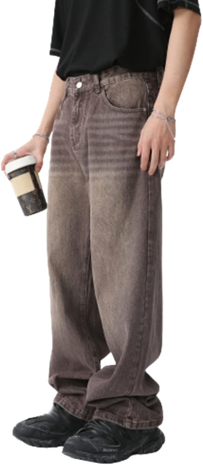 春 ジーンズ メンズ ワイドデニムパンツ ハイストリート ヒップホップ ヴィンテージ シェービング加工 ウォッシュ Ｇパン ルーズ バギー ロングパンツ カジュアル 柔らかい モード系 長ズ