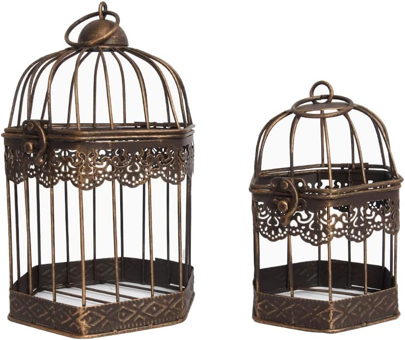 鳥かご とりかご 鳥籠 オブジェ インテリア 置物 置き物 mu-ra トリカゴオブジェシリーズ アンティーク S＆Mヘキサゴン2個セット