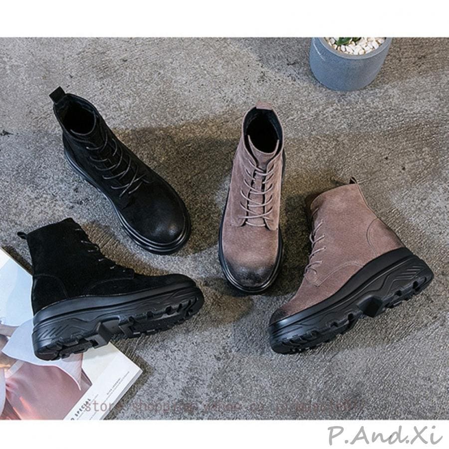 レディース ブーツ 厚底 レースアップブーツ 原宿系 韓国ファッション ショートブーツ 歩きやすい おしゃれ 厚底スニーカー 身長アップ 滑り止め カジュアル