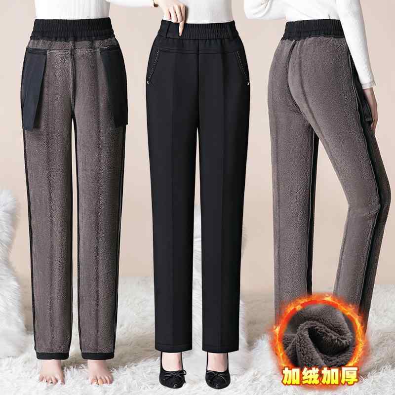 レディース ファッション おしゃれ 婦人服 冬 パンツ ワンピース シェルパ パンツ ハイウエスト 起毛 厚手 アウター 婦人服 ストレート コットンパンツ