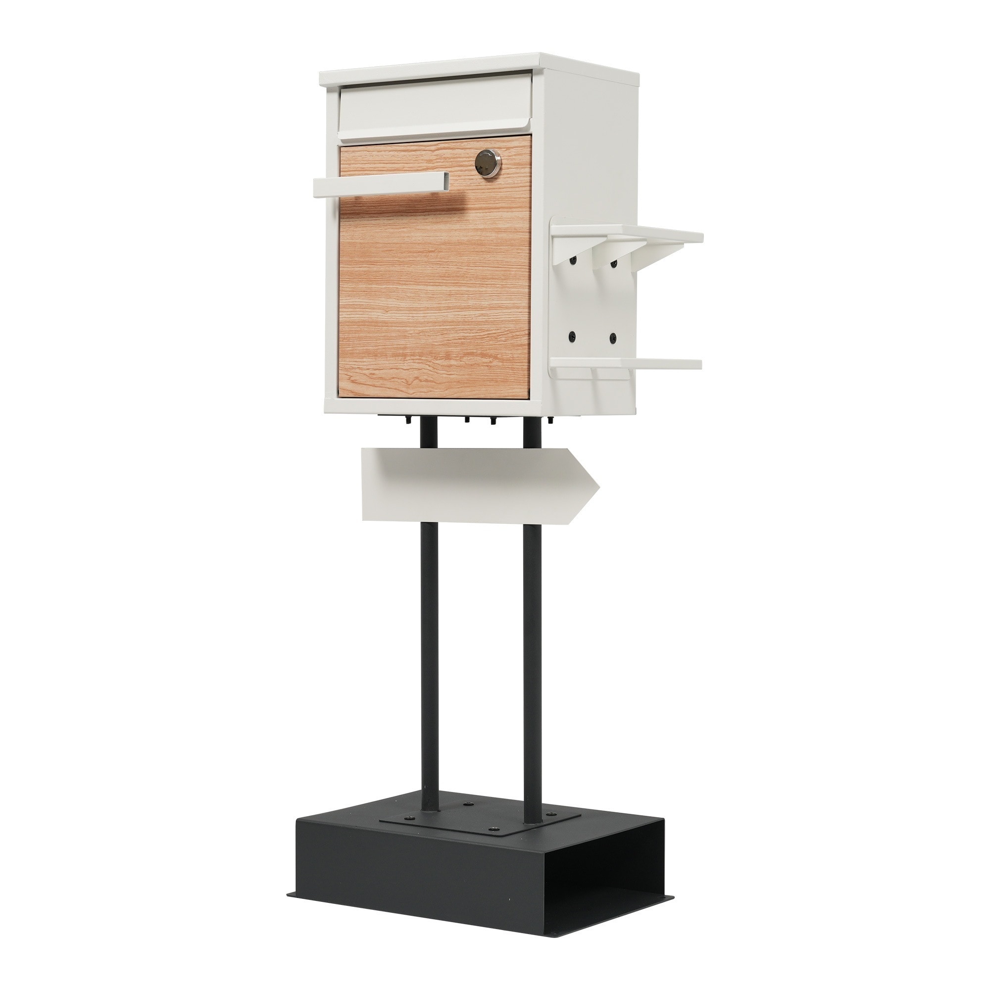 【国内発送】84宅配ボックス 置き型 スタンド 投函口3つ ポスト一体型 複数投函 配達ボックス 鍵付き メ一ル便·A4対応 ポスト 北欧 一戸建て用 スタンドポスト メールボックス A4対応 新聞受