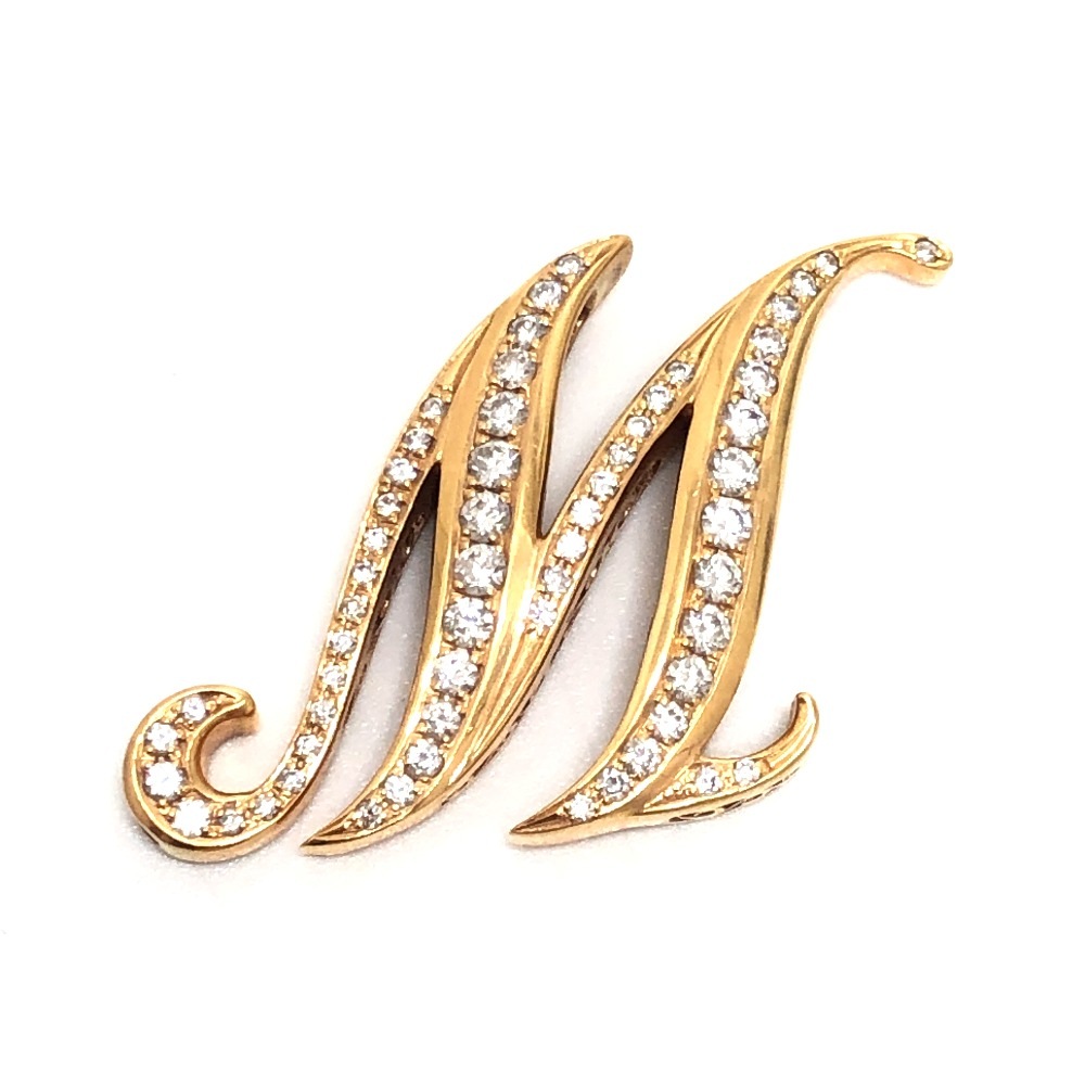 jewelry ジュエリー ペンダントトップ K18 アルファ イニシャル M ダイヤ アクセサリー ネックレストップ K18 ゴールド