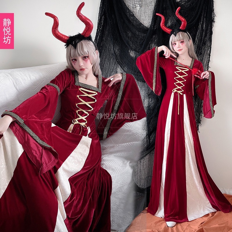 ハロウィンコスチューム宮殿ドレスヨーロッパのレトロな中世のドレス女王プリンセス魔女ゾンビステージパフォーマンスコスチューム