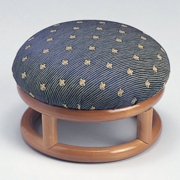 正座椅子 円形 ラタン製 クッション付 スツール 高さ17cm アジアン チェア イス いす チェアー 丸型 籐製