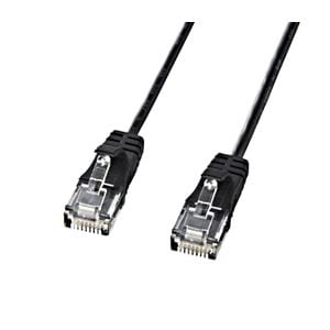 (まとめ)サンワサプライ カテゴリ6準拠極細LANケーブル (ブラック0.5m) KB-SL6-005BK(×10セット)