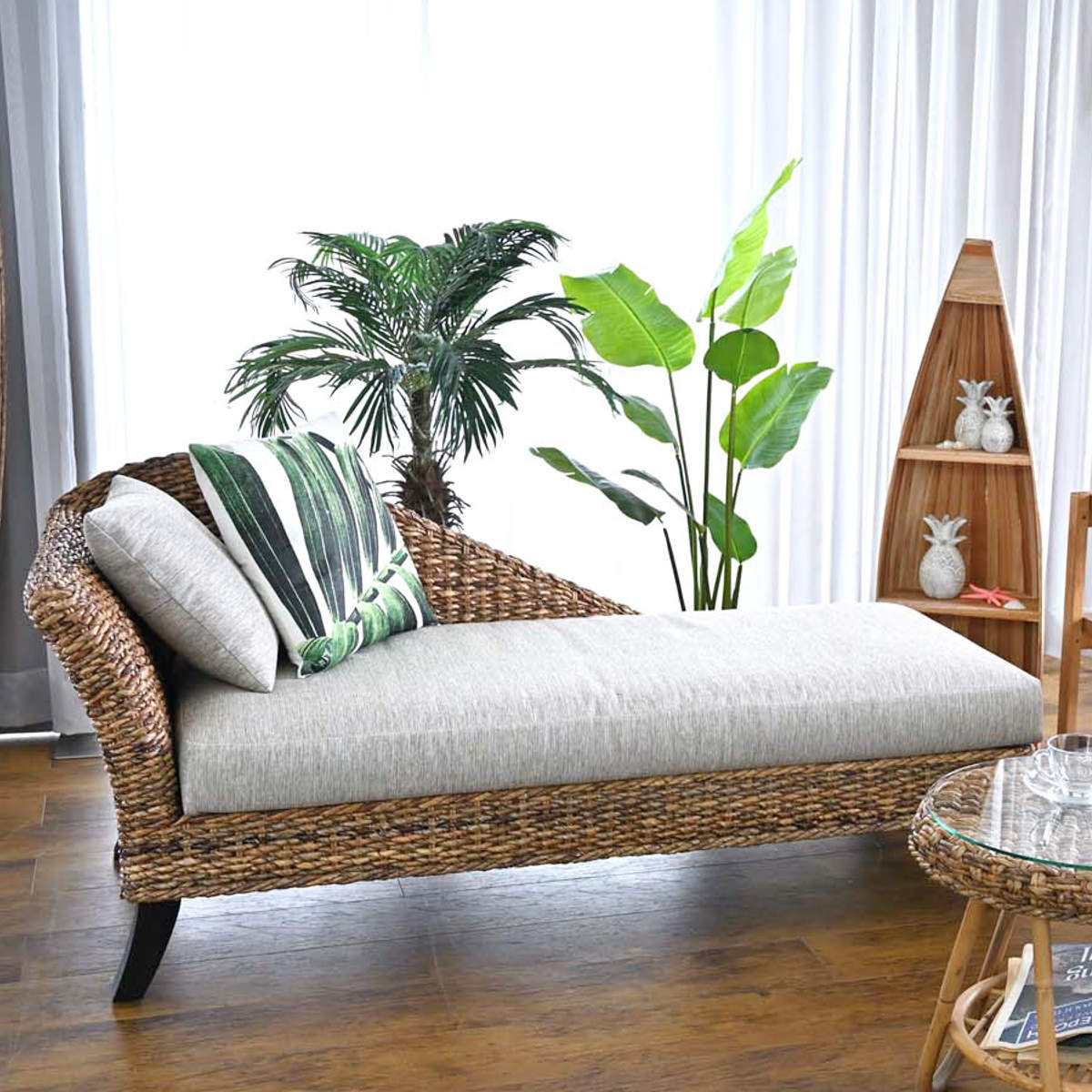 カウチソファ 幅160cm ハワイアンリゾート風 バナナリーフ材 Ohana ソファ ベンチ ソファー カウチ ローソファ I字 リビングソファ デイベッド 二人掛け 2人掛け ベンチソファ 44,967円
