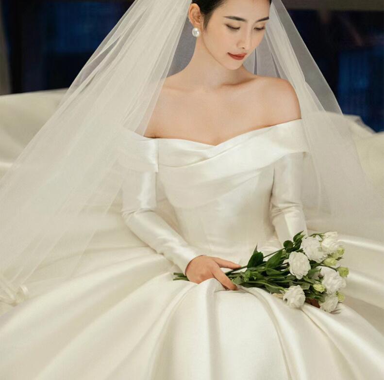 結婚式ドレス フォトウェディング撮影 きれいめ 高級感 ウェディングドレス ロング 花嫁ドレス お姫様 成人式ドレス 卒業式ドレス 披露宴 ワンピース 前撮りドレス 後撮り カラードレス コンサート