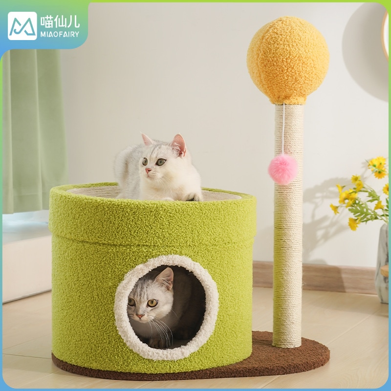 ニャー・シアナー リネンマット 猫の巣 子猫 クライミングフレーム 猫のスクラッチボード 一体型耐摩耗性とパンくずのない冬の巣 暖かい オールシーズン使用