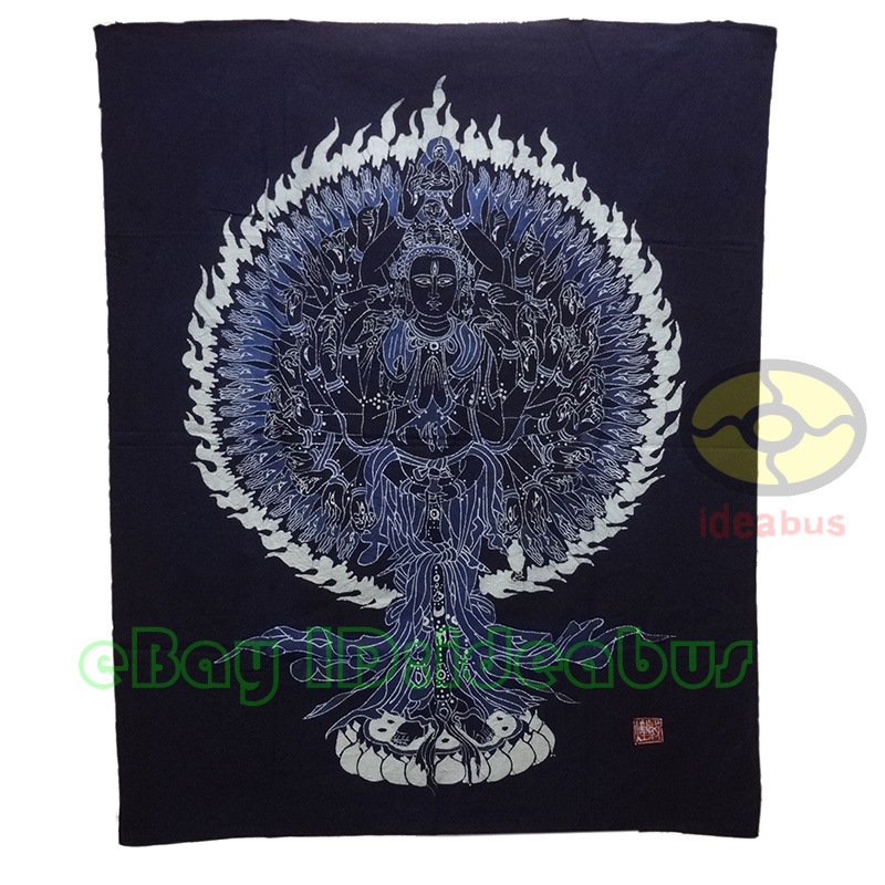 1000 Hands Guanyin Buddha Thousand-handed Goddess Chinese Folk Art Wall Decor Hanging Batik Tapestry