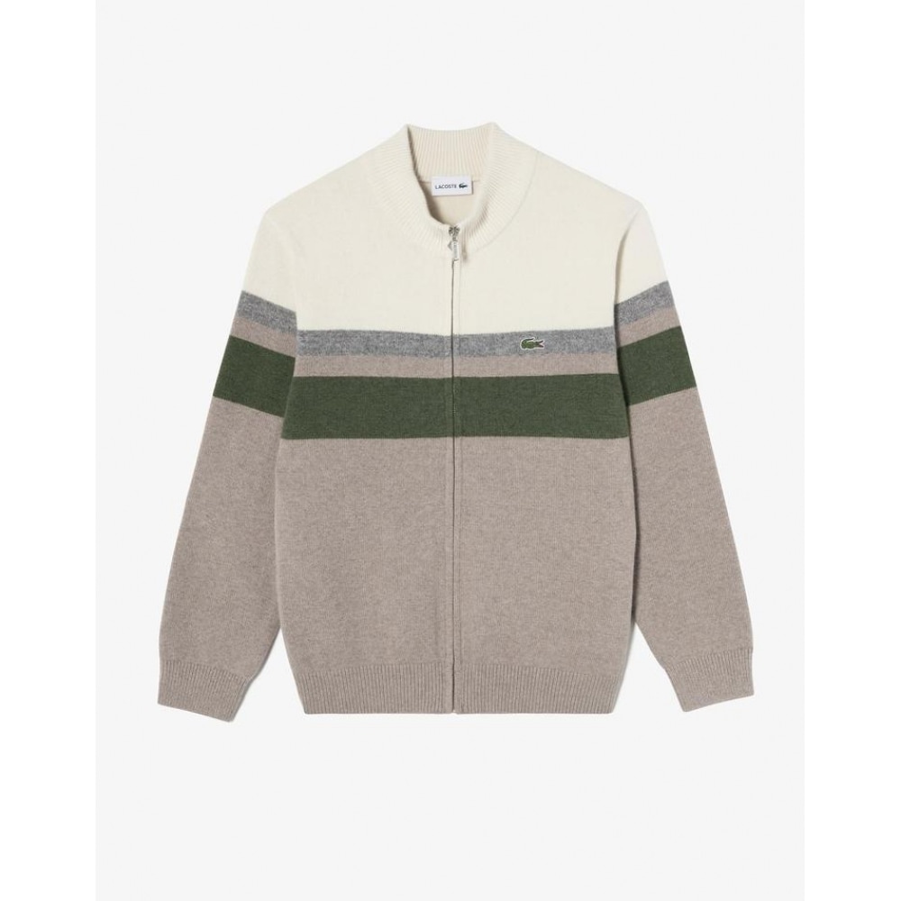 ラコステメンズハイネックカラーブロックカーディガン AH701E-54N 02S