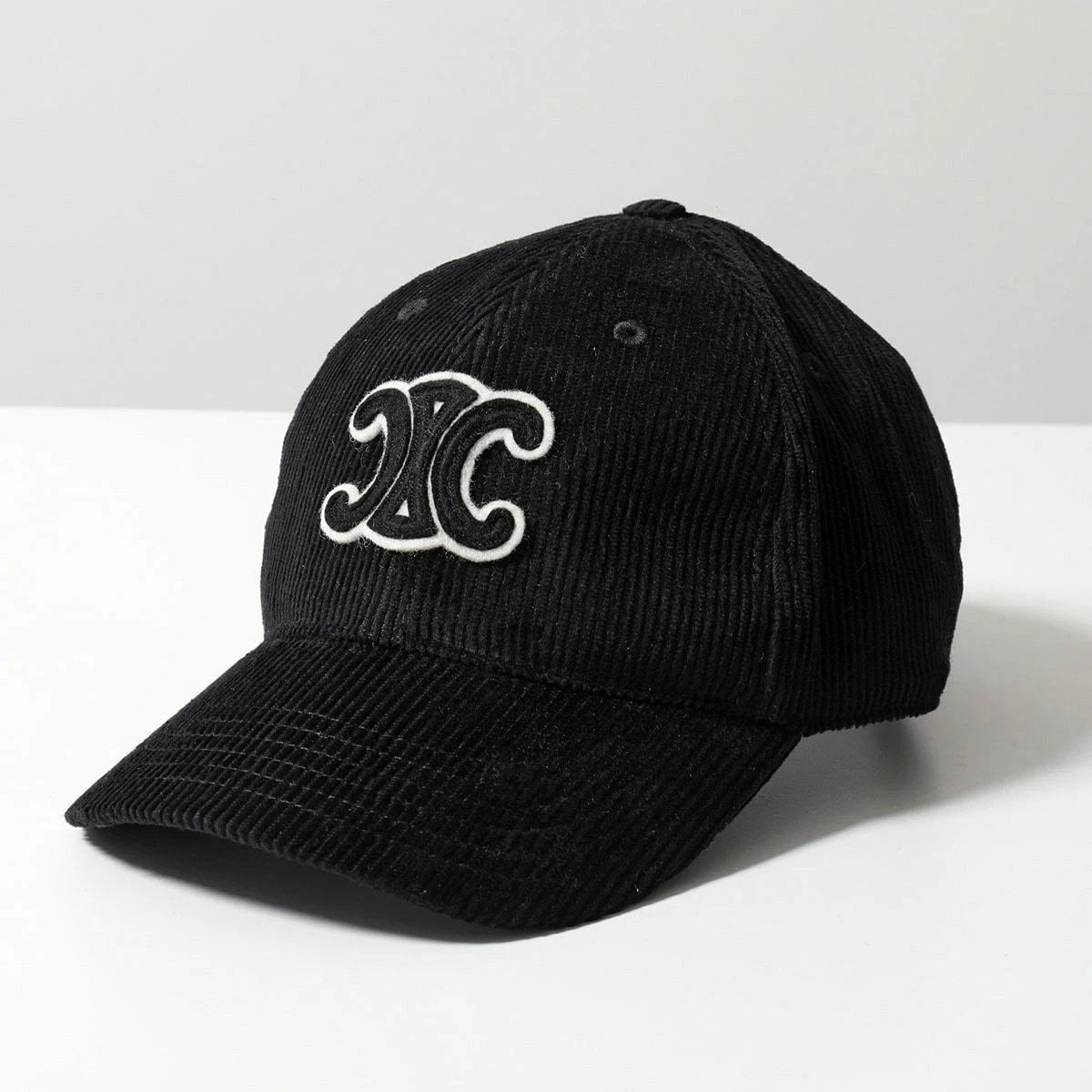 CELINE セリーヌ ベースボールキャップ TRIOMPHE トリオンフ AA03G0176.38NO メンズ レディース コーデュロイ ロゴ 帽子 ブラック