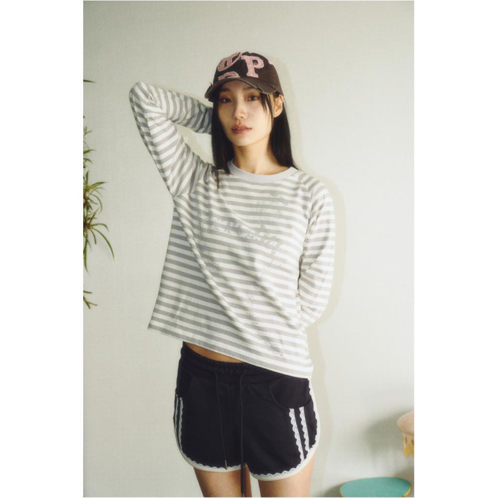 PRENDA VINTAGE LOGO STRIPE LONG SLEEVE GRAY PRTVSSRL16WC