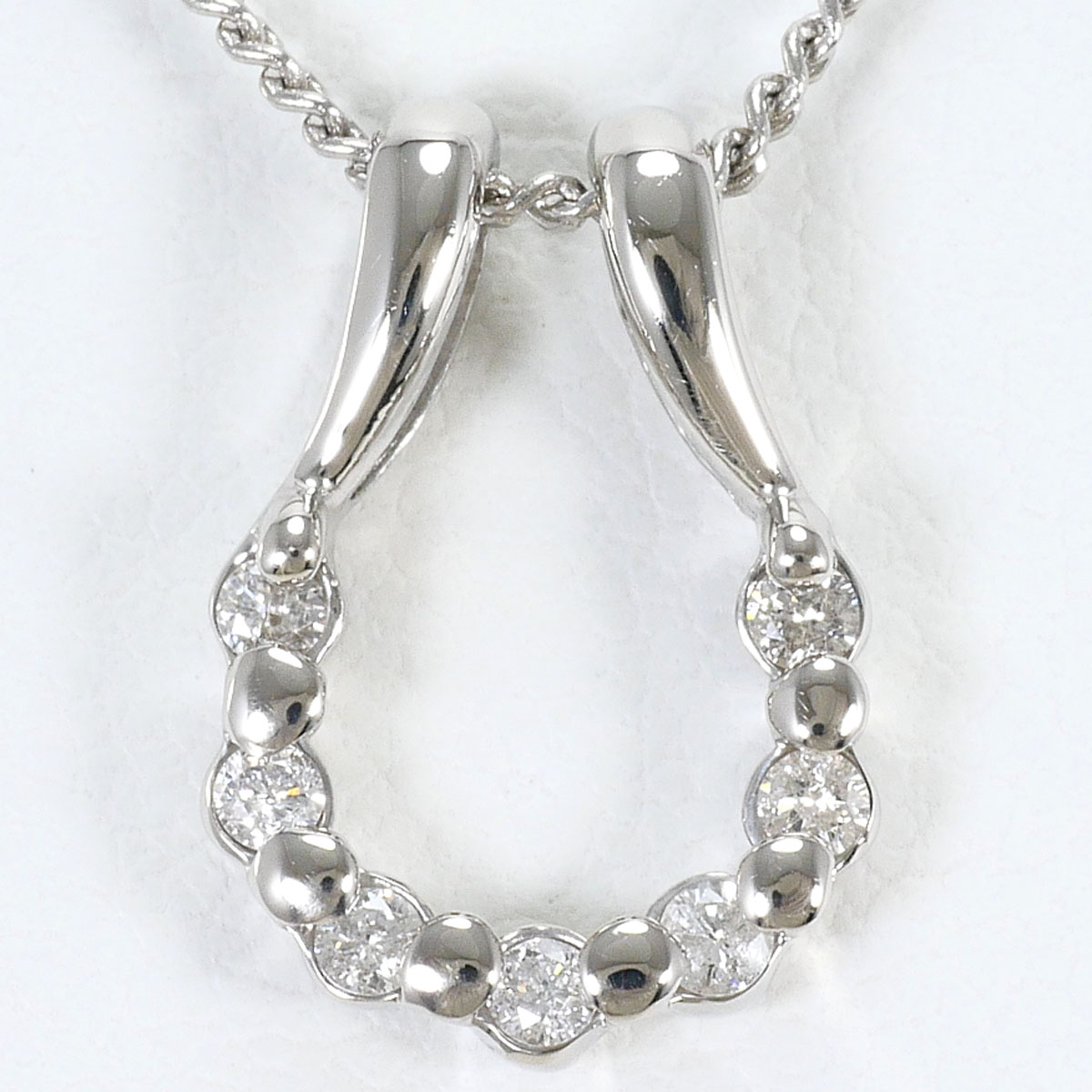 PT900 プラチナ PT850 プラチナ ネックレス ダイヤモンド 0.14 ct 総重量約4.5g 約42cm 中古
