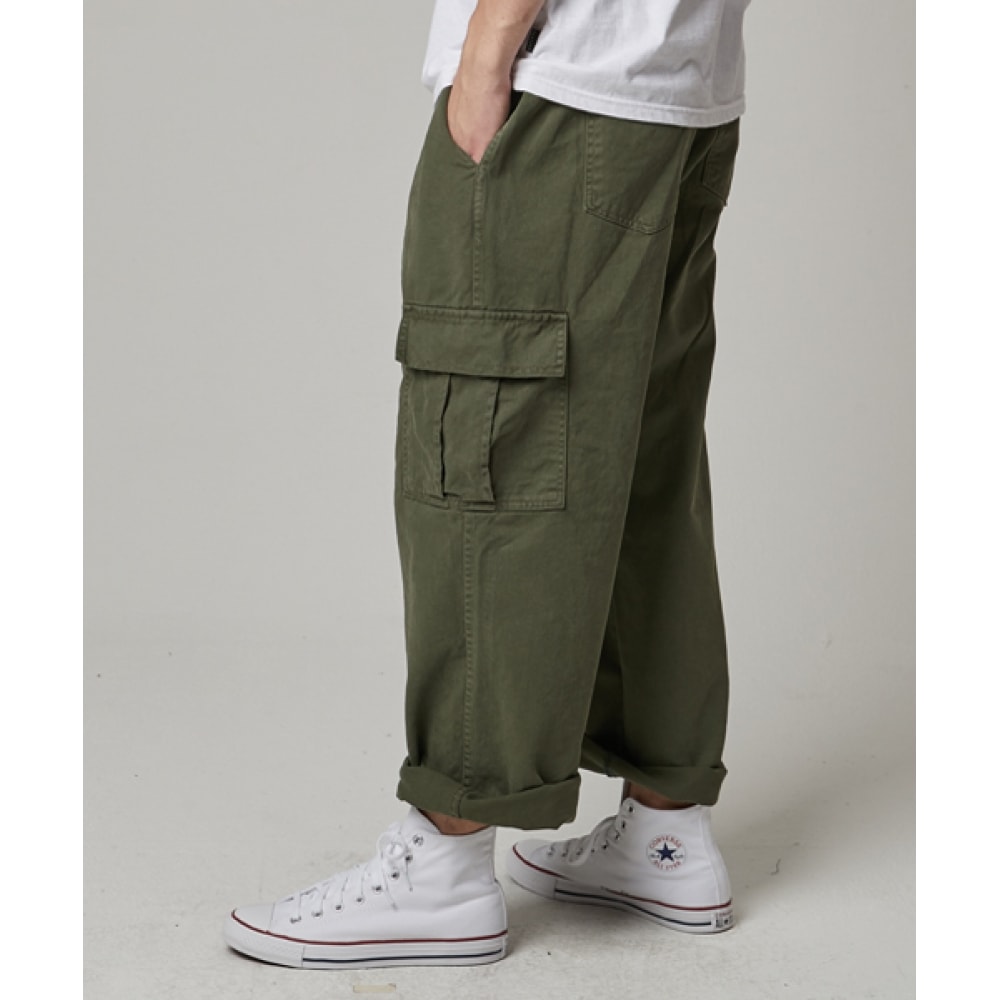 TAKEASYストーンワイドカーゴパンツ（カーキ）