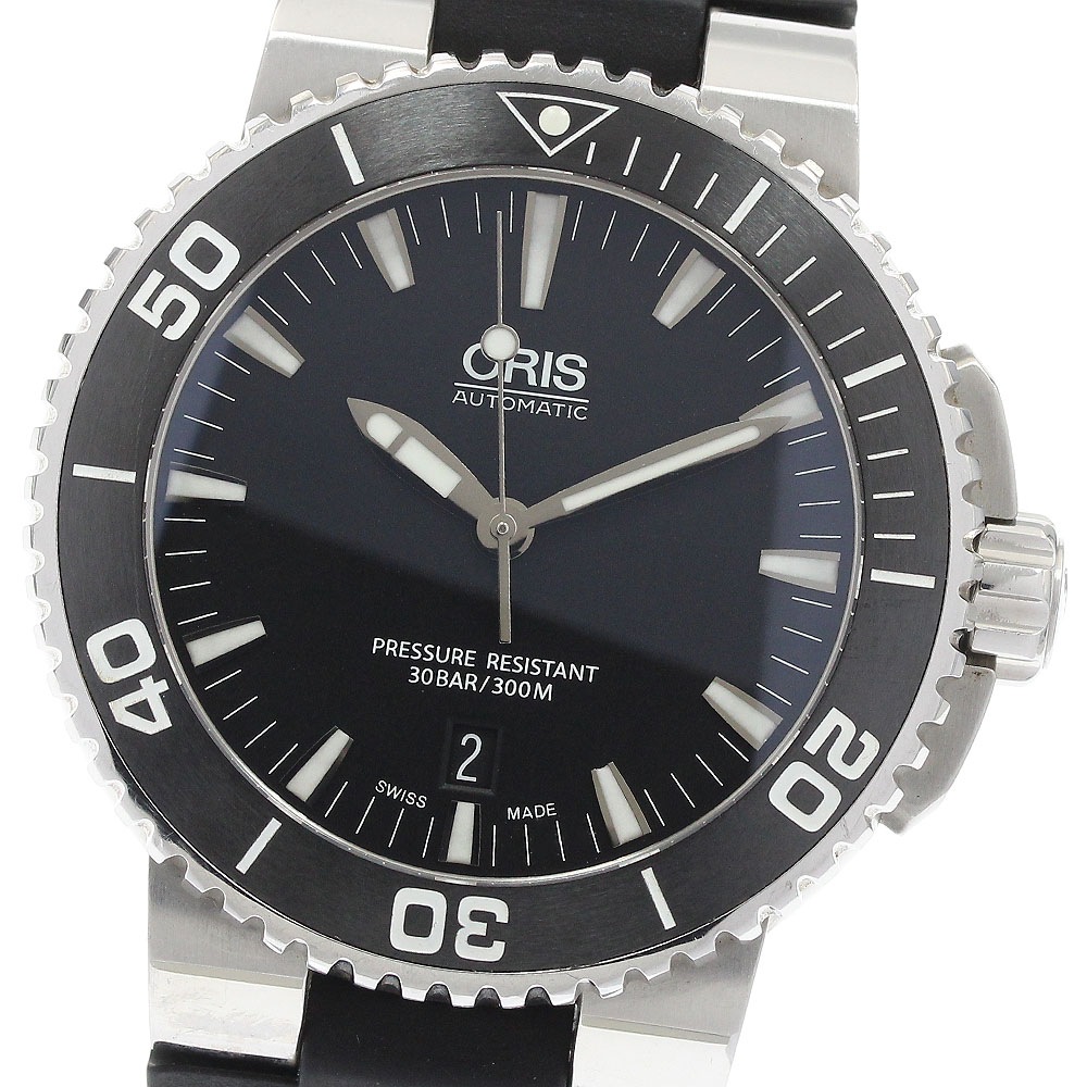 オリス ORIS 01 733 7653 4154-07 4 26 34EB アクイス デイト 自動巻き メンズ 保証書付き_937408【中古】