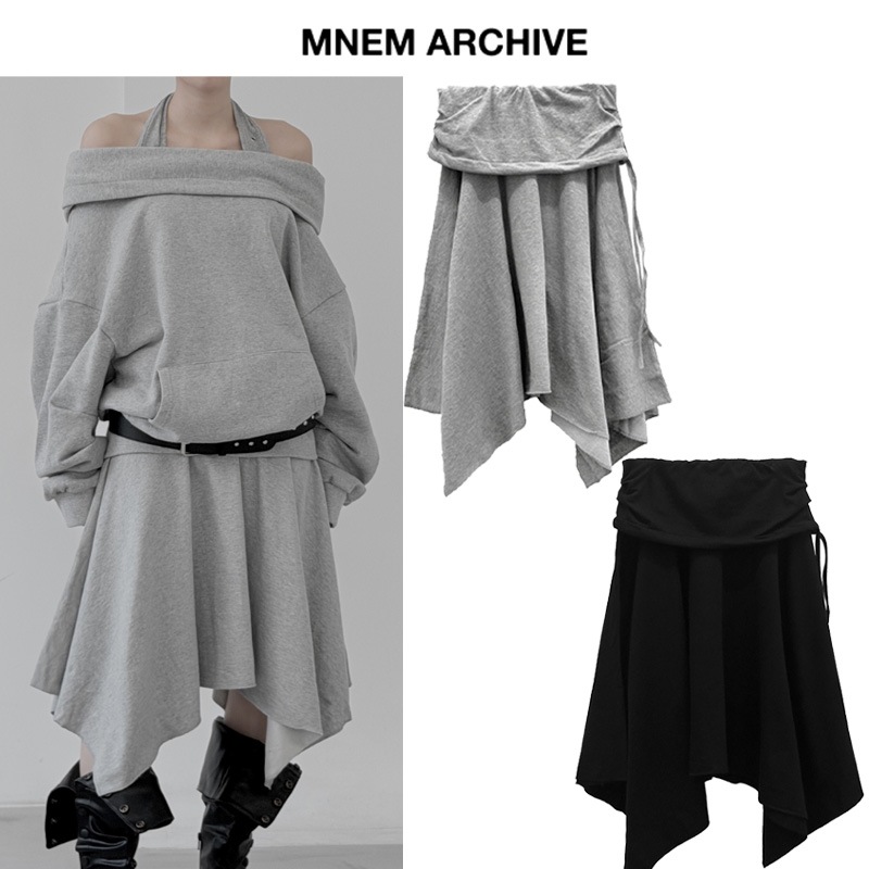 Folding Unbalanced Flare Midi Skirt