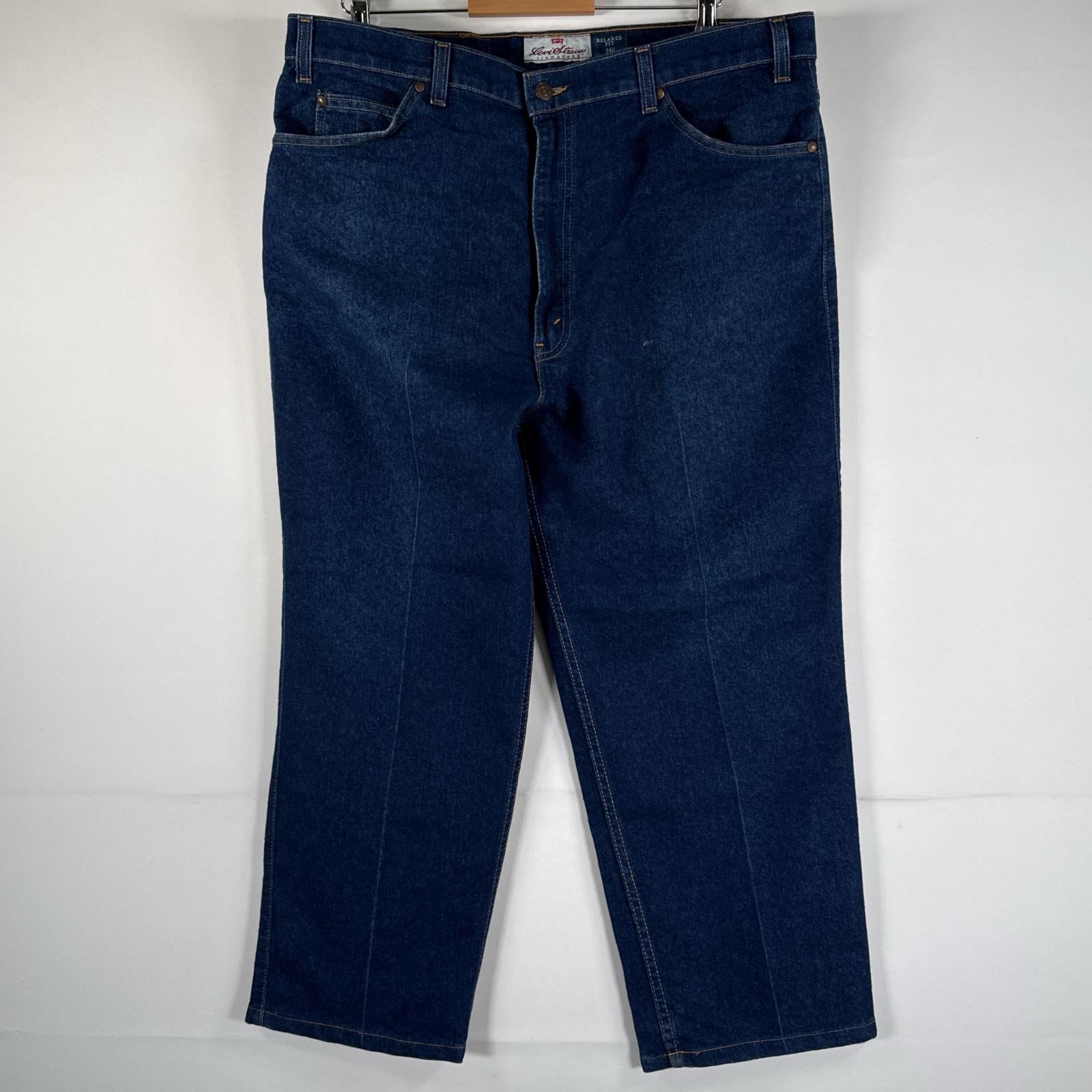 古着 90s/90年代 ヴィンテージ USA製 デニムパンツ 540 テーパード ストレッチ インディゴ センタープレス ブルー メンズ