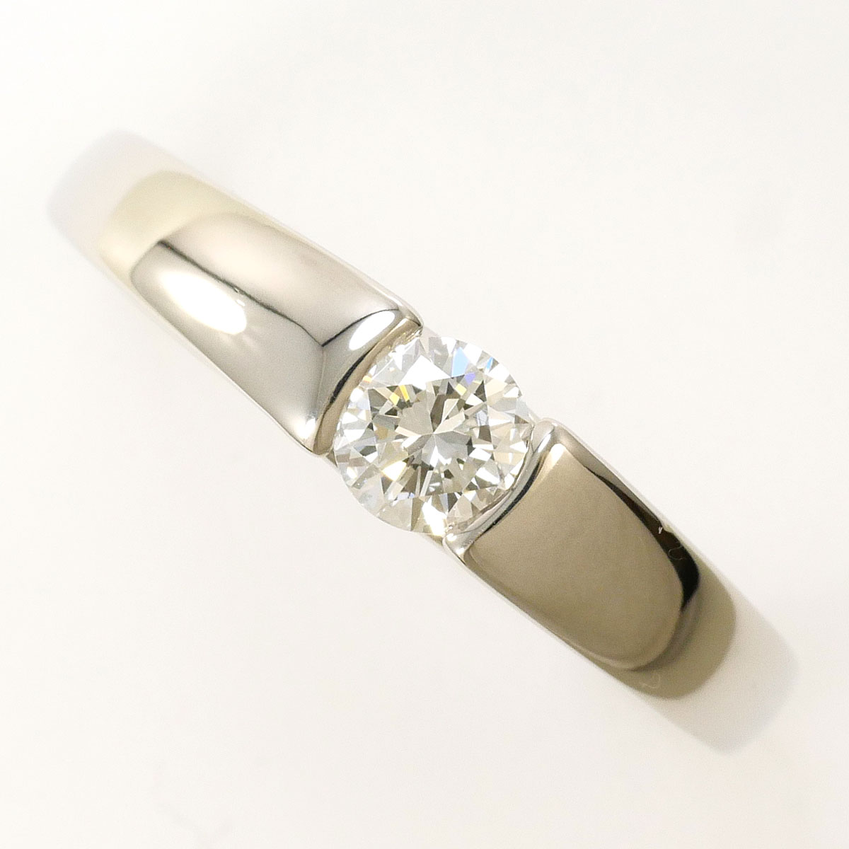 PT900 プラチナ リング・指輪 13号 ダイヤモンド 0.28ct VS1 鑑定書 総重量約4.5g 中古