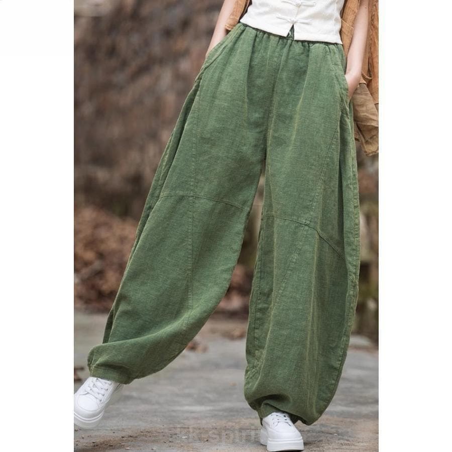 ()バルーンパンツ レディース コットンリネン パンツ ボトムス 夏 春 綿麻混 ワイドパンツ コクーンパンツ ハイウエスト 春夏 カジュアル 無地 シンプル