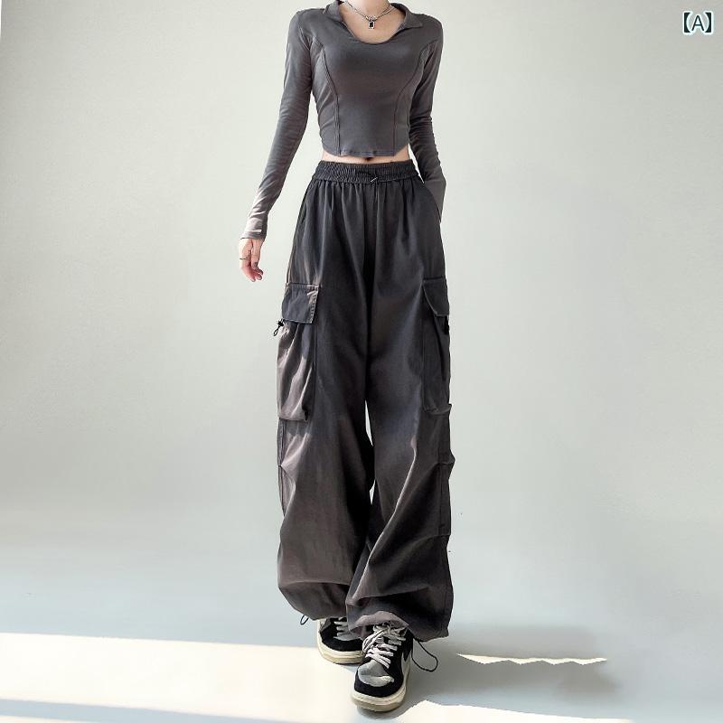 カーゴパンツ　メンズ　レディース アメリカン グレーの オーバー オール レディース 春秋 2025 夏の アウトドア クライミング パンツ ワイド レッグ カジュアル スポーツ アサルト