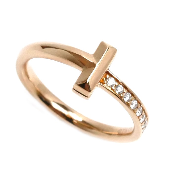 TIFFANY&Co. ティファニー K18PG ピンクゴールド Tワン ナロー リング・指輪 ダイヤモンド 12号 3.7g レディース 中古
