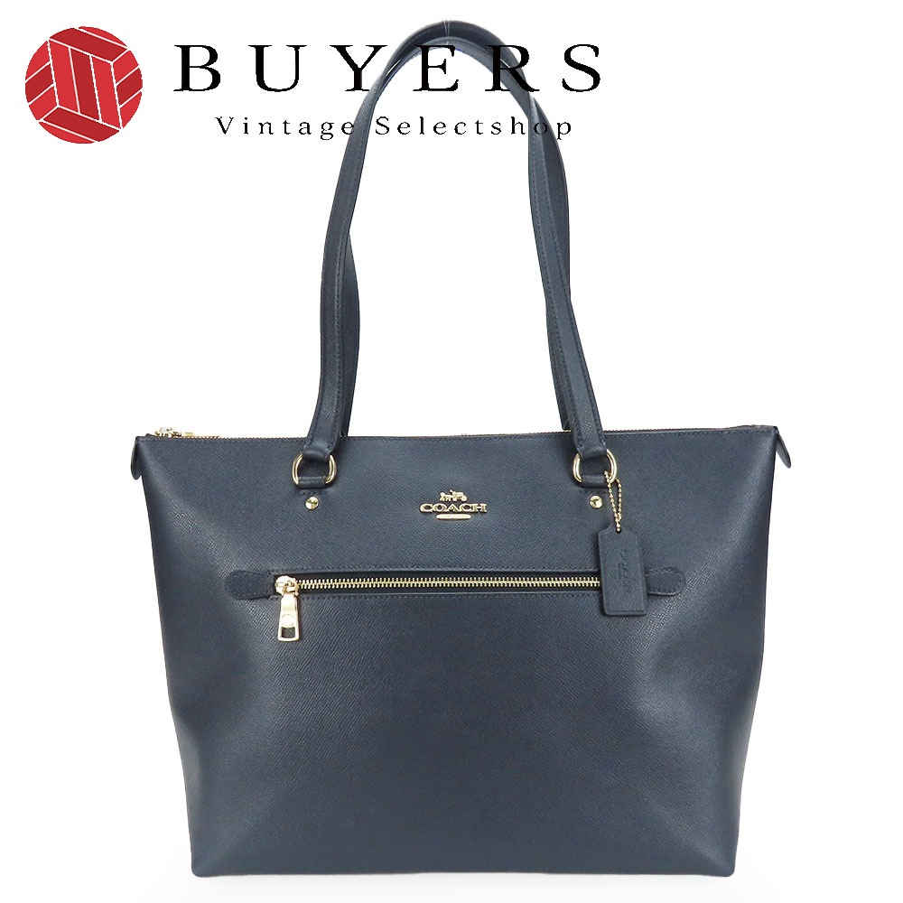 中古 トートバッグ F79608 レザー ネイビー ゴールド金具 肩掛け シンプル レディース 女性 15,048円