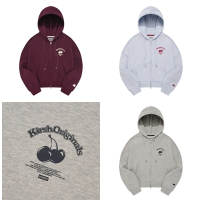 CHERRY ARCH CROP HOODIE ZIP UP