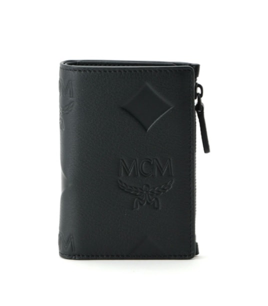 MCM MXSESTA01-BK001 AREN エムシーエム アレン 二折財布小銭入付 マキシモノグラムレザー ブラック