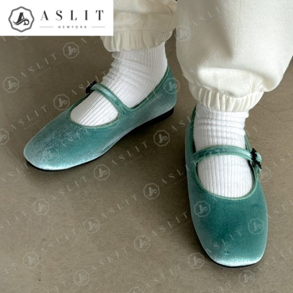 ベルベット スクエアトー レディース メアリージェーン フラットシューズ 短靴 1cm フラットシューズ