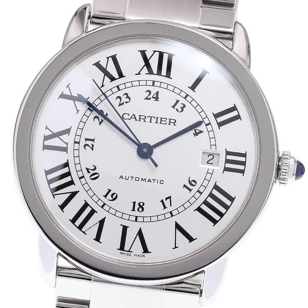 カルティエ CARTIER W6701011 ロンドソロ ドゥ カルティエXL デイト 自動巻き メンズ 良品 保証書付き_837179【中古】