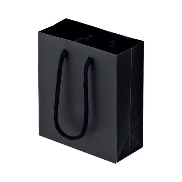 （まとめ） TANOSEE マットコート手提げ袋 ミニ ヨコ150タテ170マチ幅70mm ブラック 1パック（10枚） 5セット