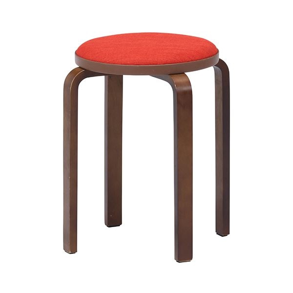 スタッキングスツール/丸椅子 オレンジ 幅32奥行32高さ47cm ファブリック曲木 KD リビング 店舗 ダイニング
