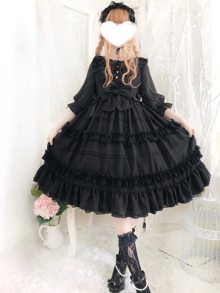 ロリータワンピースコスプレゴシックイベント豪華半袖　少女卒業式結婚式お姫