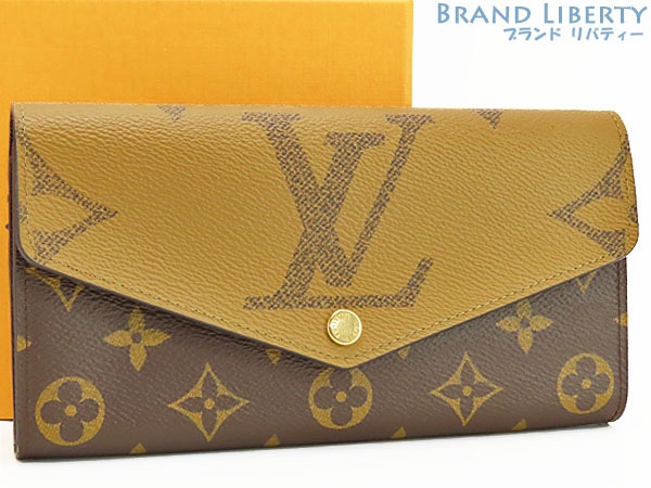 超美品ルイヴィトンモノグラムジャイアントリバースポルトフォイユサラ二つ折り長財布ブラウンダークブラウンM80726