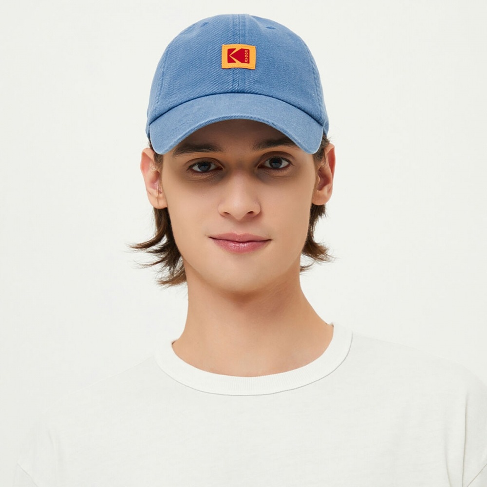 コダックアパレルスクエアロゴリラックスフィットボールキャップブルー