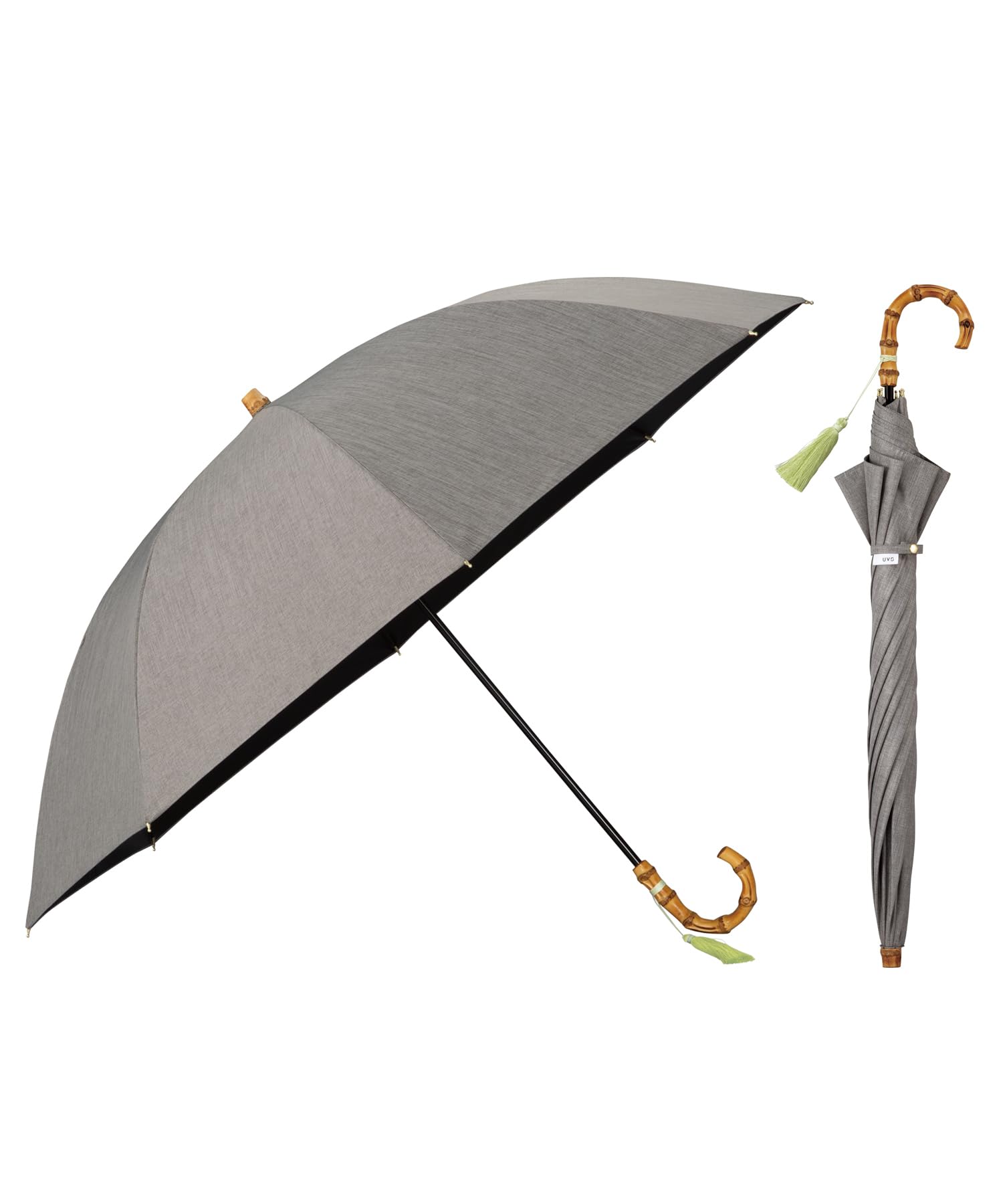 【2025】最強の日傘 日傘 UVO（ウーボ）60cm 無地タッセル グレー 長傘 親骨60cm 大きい 通勤 通学 旅行 オシャレ 可愛い 女性 レディース UVO60S-27