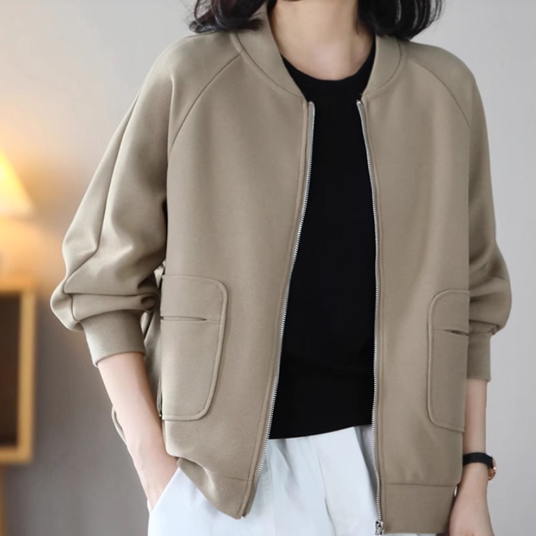 レディース ジャケット ブルゾン アウター 上着 羽織 前開き 長袖 ファスナー ポケット かわいい 大人可愛い シンプル カジュアル おしゃれ かっこいい レトロ こなれ感 ラフ メンズライク