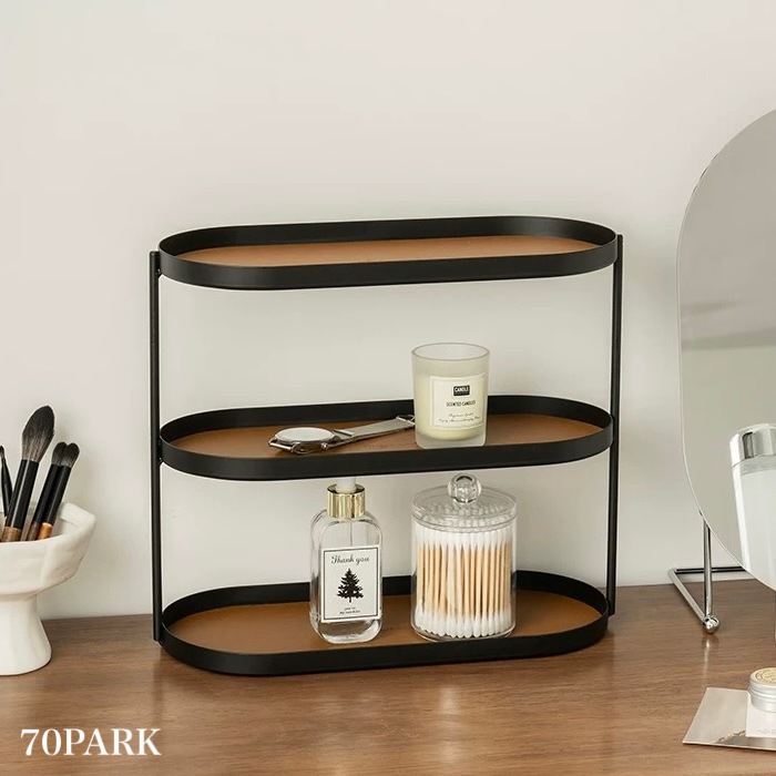 アイアン レザー オーバル型 三段 トレイ 全2色 収納 ラック おしゃれ 韓国インテリア 韓国雑貨 韓国っぽ インテリア雑貨 韓国 北欧 北欧インテリア 70PARK